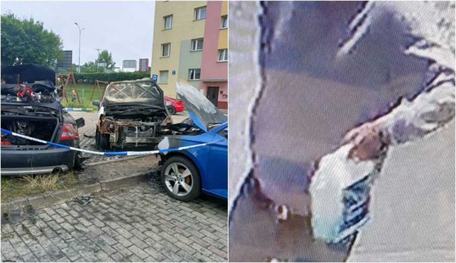 Spalone auta na parkingu przy ul. Dąbrowskiego. Sprawca zatrzymany! [AKTUALIZACJA]